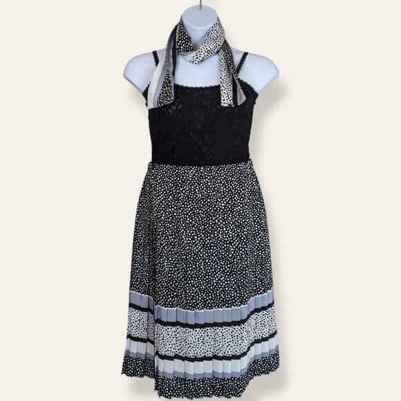 Pleated Polka Dot Skirt & Matching Scarf - Picture 1 of 6